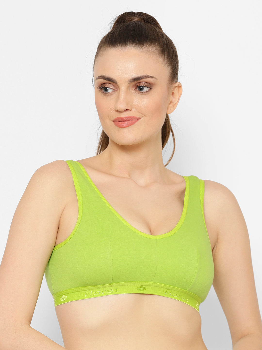 Florida Cotton Sports Bra Non Wired Non Padded Full Coverage Floret