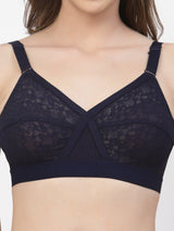 Women's Cross-Elastic Lace Bra | Non-Padded | Non-Wired | Full Coverage | T3096