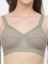 Women's Cross-Elastic Lace Bra | Non-Padded | Non-Wired | Full Coverage | T3096