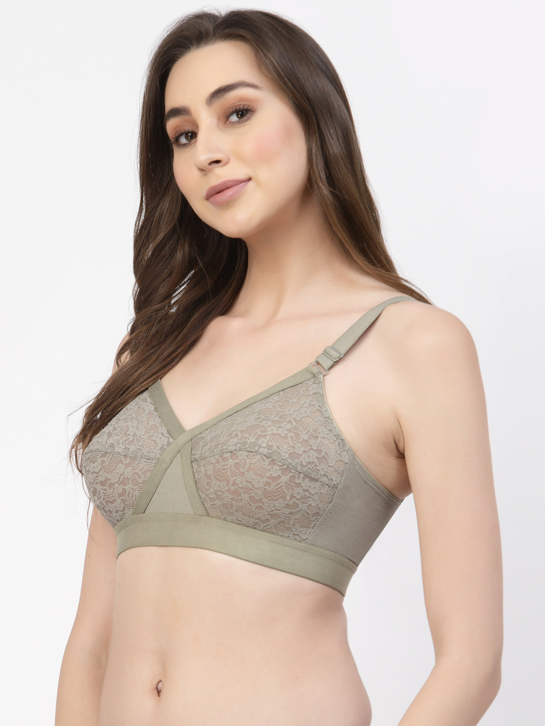 Women's Cross-Elastic Lace Bra | Non-Padded | Non-Wired | Full Coverage | T3096